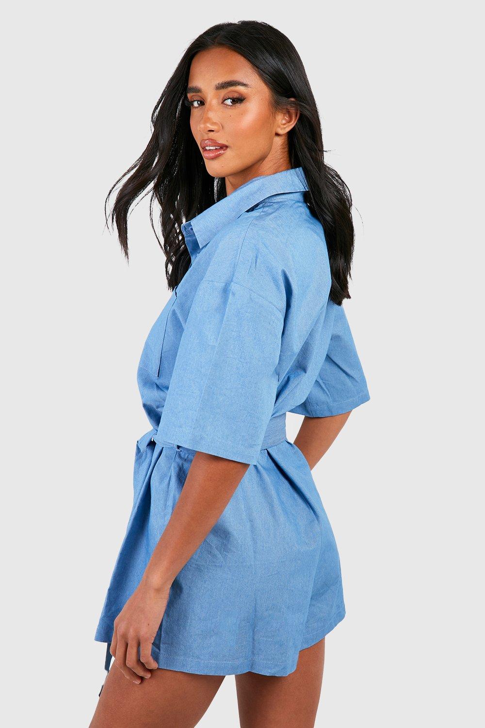 Petite Chambray Denim Playsuit